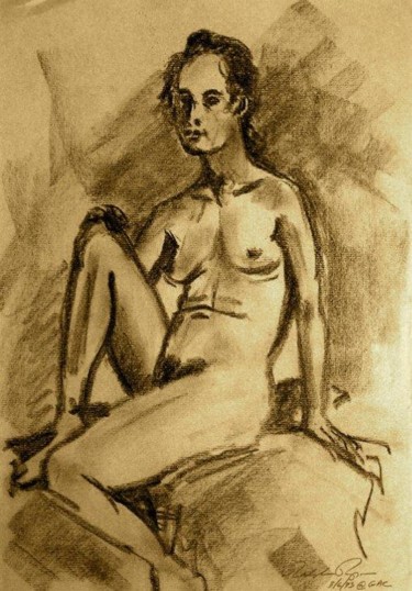 Drawing titled "Seated Woman at Gar…" by Ralph Papa, Original Artwork, Other
