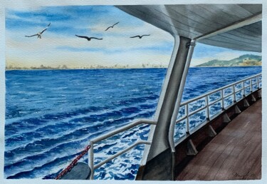 Malarstwo zatytułowany „Sea Journey” autorstwa Ramilya Akhmetova, Oryginalna praca, Akwarela