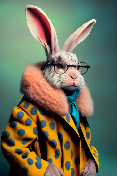 Digital Arts titled "Albert, the rabbit" by Ramona Gliga, Original Artwork, AI generated image