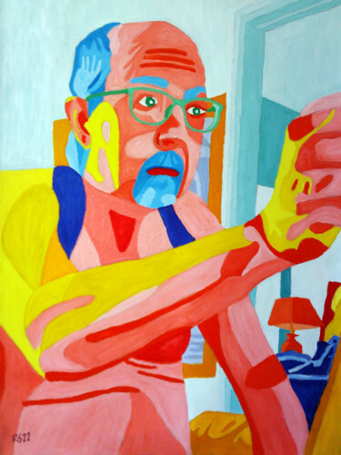 Painting titled "Self Portrait Paint…" by Randall Steinke, Original Artwork, Oil