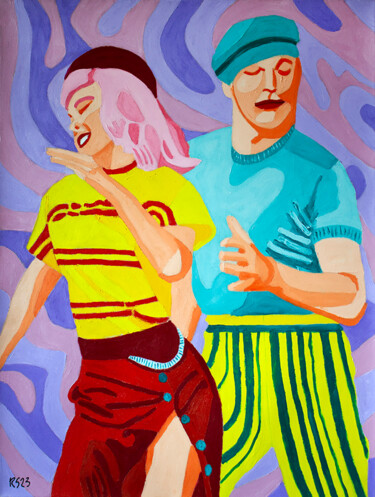 Painting titled "Couple and Dancing" by Randall Steinke, Original Artwork, Oil