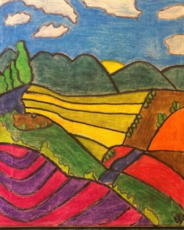 Malerei mit dem Titel "Landscape" von Rania Akel, Original-Kunstwerk, Pastell