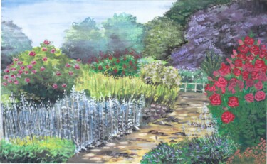 "European Garden" başlıklı Tablo Ranil Sugathapala tarafından, Orijinal sanat, Suluboya