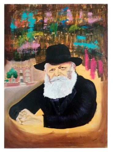 Painting titled "Le Rabbi by Raphael" by Raphaël Ben Haim, Original Artwork, Acrylic