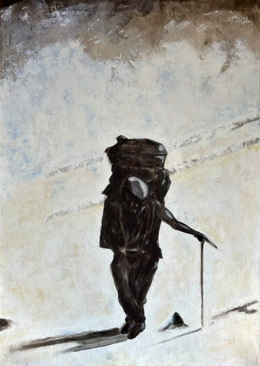 Malarstwo zatytułowany „Le porteur” autorstwa Raphael Mallon, Oryginalna praca, Olej Zamontowany na Drewniana rama noszy