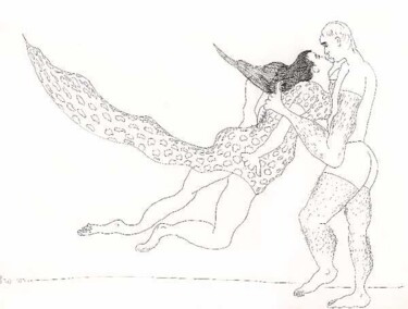 Desenho intitulada "drawing of couple k…" por Raphael Perez, Obras de arte originais, Tinta