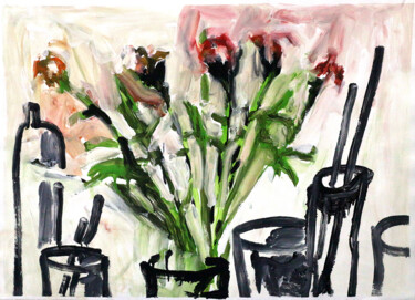 Painting titled "expressive flower p…" by Raphael Perez, Original Artwork, Gouache