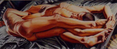 Schilderij getiteld "gay couple painting…" door Raphael Perez, Origineel Kunstwerk, Olie