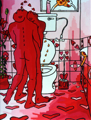 绘画 标题为“The kiss gay artist…” 由Raphael Perez, 原创艺术品, 丙烯