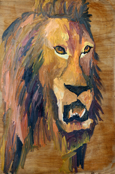 「lion painting artwo…」というタイトルの絵画 Raphael Perezによって, オリジナルのアートワーク, アクリル