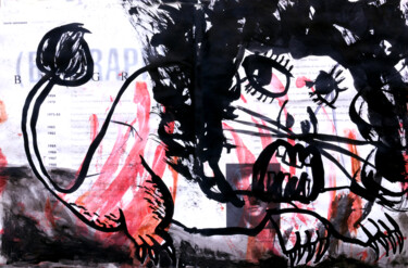 「expressive lion dra…」というタイトルの描画 Raphael Perezによって, オリジナルのアートワーク, アクリル