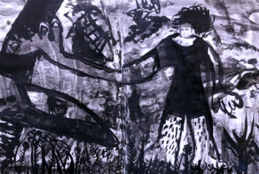 Disegno intitolato "child drawing israe…" da Raphael Perez, Opera d'arte originale, Acrilico
