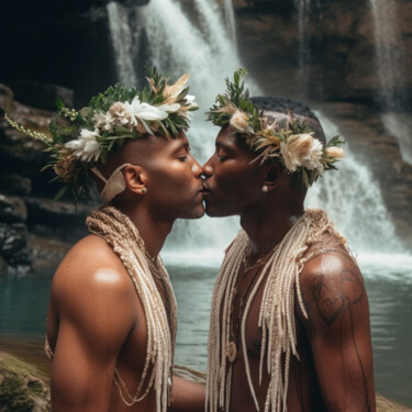 Digitale Kunst mit dem Titel "Ai black gay men ki…" von Raphael Perez, Original-Kunstwerk, KI-generiertes Bild
