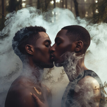 Digitale Kunst mit dem Titel "Uranian black gay m…" von Raphael Perez, Original-Kunstwerk, KI-generiertes Bild