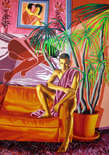 Картина под названием "couple man and woma…" - Raphael Perez, Подлинное произведение искусства, Акрил