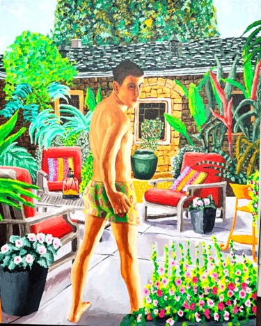 Pintura intitulada "homoerotic gay art…" por Raphael Perez, Obras de arte originais, Acrílico