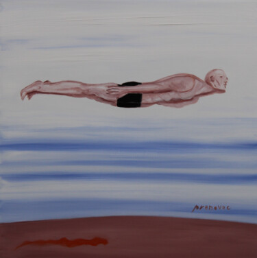 Картина под названием "Trampoline, 8/13, A…" - Raphaël Prenovec, Подлинное произведение искусства, Масло Установлен на Дерев…