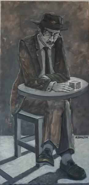 Schilderij getiteld "Fernando Pessoa" door Raquel Cravo Branco, Origineel Kunstwerk, Acryl