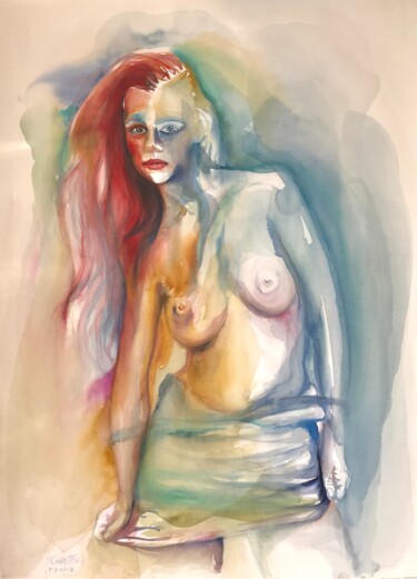 Malerei mit dem Titel "Sutil belleza" von Raul Cañestro Caballero, Original-Kunstwerk, Aquarell