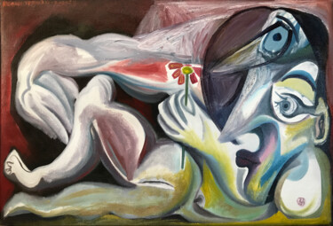 Malerei mit dem Titel "Venus con una flor" von Raul Cañestro Caballero, Original-Kunstwerk, Öl