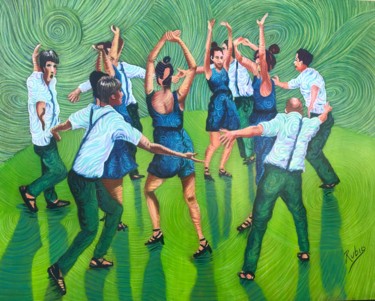 Malerei mit dem Titel "Dancing in the Fore…" von Raúl Rubio, Original-Kunstwerk, Öl