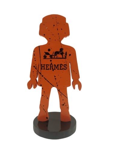 Skulptur mit dem Titel "PLAYMO HERMES" von Ravi, Original-Kunstwerk, Holz