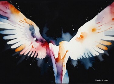 Fotografia zatytułowany „Watercolor angel” autorstwa Ravid Wolff, Oryginalna praca, Akwarela