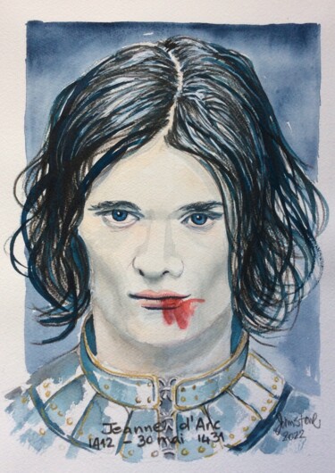 Pintura intitulada "Jeanne d'Arc" por Ray Johnstone, Obras de arte originais, Aquarela