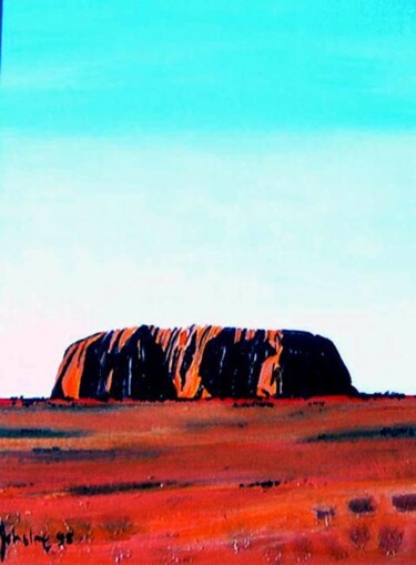 Painting titled "Uluru at Dawn" by Ray Johnstone, Original Artwork, Acrylic