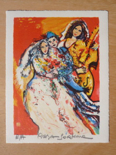 Incisioni, stampe intitolato "les amoureux du vio…" da Raya Sorkine, Opera d'arte originale