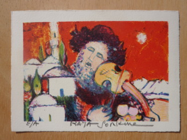 Gravures & estampes intitulée "le violoncelliste" par Raya Sorkine, Œuvre d'art originale