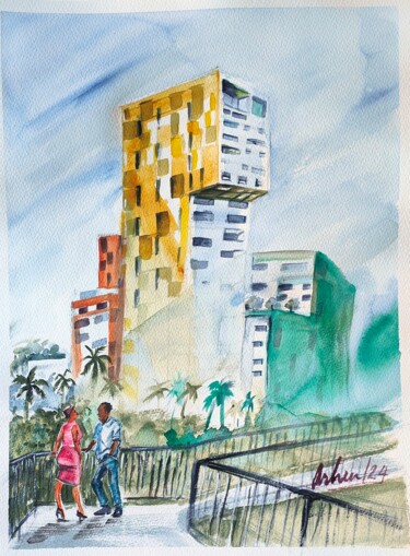 Painting titled "Rendevous in Alto V…" by Rayarhin, Original Artwork, Watercolor