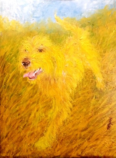 Pintura titulada "Mon vieux chien" por Raymonf Mlynek, Obra de arte original, Oleo