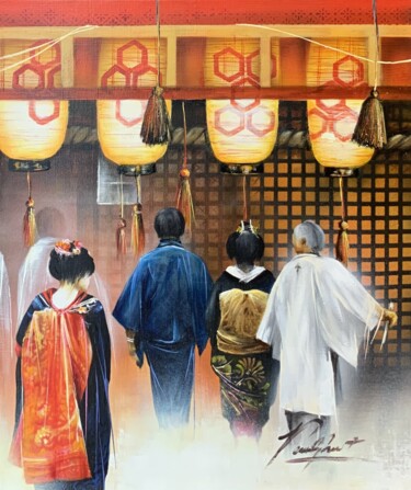 Malerei mit dem Titel "Japon sacré" von Raymond Poulet, Original-Kunstwerk, Öl
