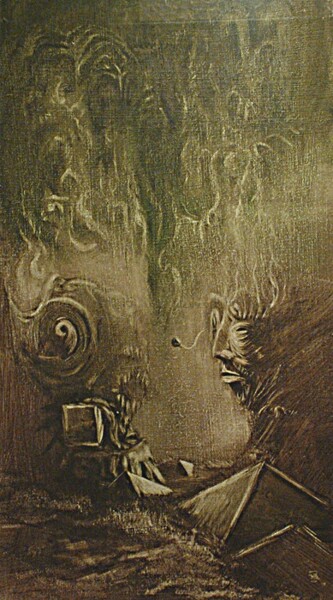 Картина под названием "Увидя тень" - Rayo Cazar, Подлинное произведение искусства, Масло