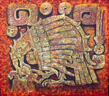 Textile Art titled "Toltek eagle" by Rayo Cazar, Original Artwork, Fabric