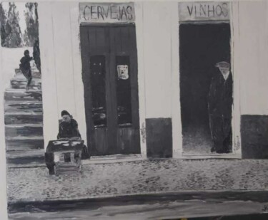 "scene de rue portug…" başlıklı Tablo Rbosson Art tarafından, Orijinal sanat, Petrol Ahşap Sedye çerçevesi üzerine monte edi…