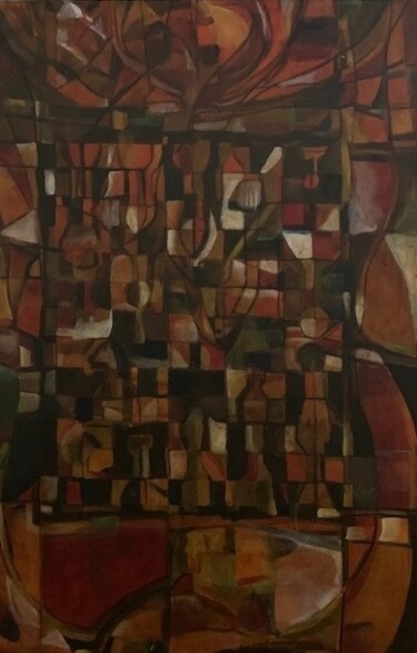 Pittura intitolato "Partida de Ajedrez" da Rbreyes, Opera d'arte originale, Acrilico Montato su Pannello di legno