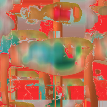 Druckgrafik mit dem Titel "Wal auf Papier in F…" von Rea Schenk, Original-Kunstwerk, 2D digitale Arbeit