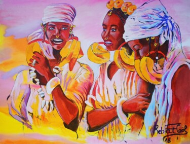Painting titled "Jour de fête" by Rebecca Kouassi, Original Artwork, Oil