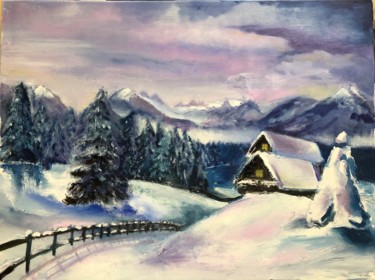 Pittura intitolato "L’hiver" da Rebecca Raïc Soria, Opera d'arte originale, Olio