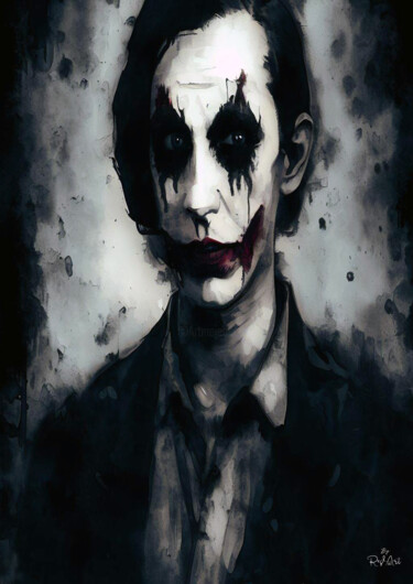 Digital Arts titled "Le Clown du Chaos" by Red Paper Art, Original Artwork, Digital Painting