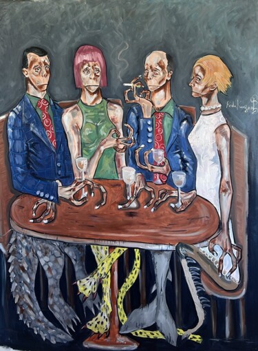 Peinture intitulée "Apero" par Reda Kanzaoui, Œuvre d'art originale, Huile