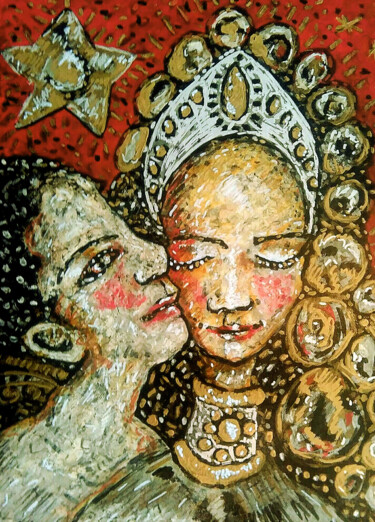 Pintura intitulada "Couple" por Karine Garelli (Reds Robin), Obras de arte originais, Acrílico