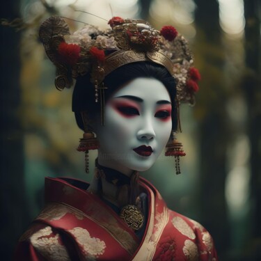 Arts numériques intitulée "Geisha 3" par Karine Garelli (Reds Robin), Œuvre d'art originale, Image générée par l'IA