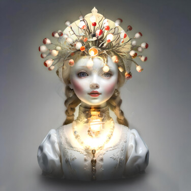 Arts numériques intitulée "Lampe à poser Fille" par Karine Garelli (Reds Robin), Œuvre d'art originale, Image générée par l'…
