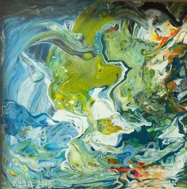Painting titled "Acrylic, abstract “…" by Reda Pinchera, Original Artwork, Acrylic Mounted on Glass