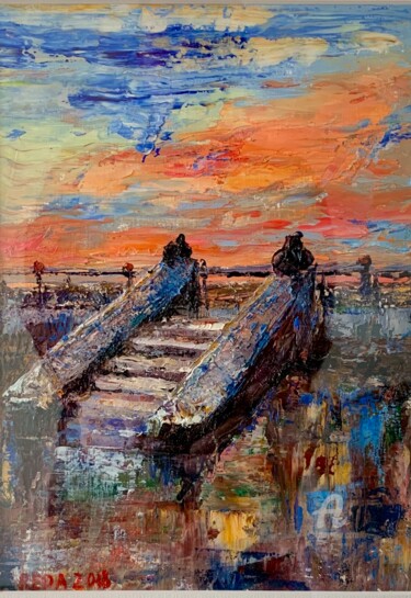 Malarstwo zatytułowany „"The stairs"” autorstwa Reda Pinchera, Oryginalna praca, Olej