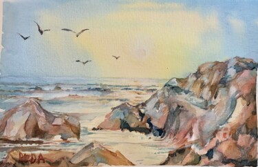 Malerei mit dem Titel "Sunny morning on th…" von Reda Pinchera, Original-Kunstwerk, Aquarell