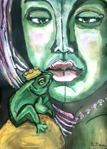 Schilderij getiteld "Kiss me" door Regina Dem, Origineel Kunstwerk, Acryl